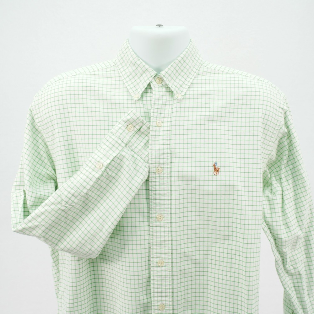 Ralph Lauren Blake Men's Medium Green White Windowpane Button Down Cotton